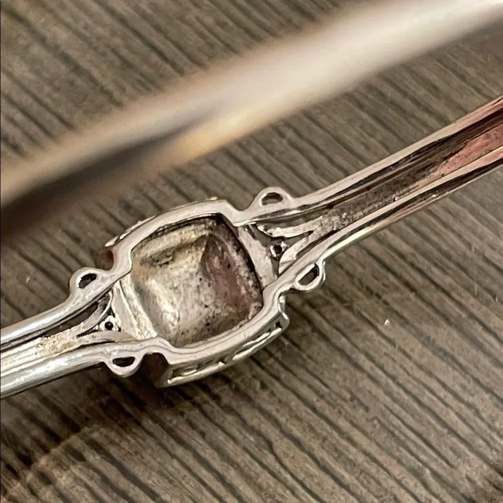BR SUN Silver Plated Elegant Hinged Bangle Bracelet with Rose Gold Accents